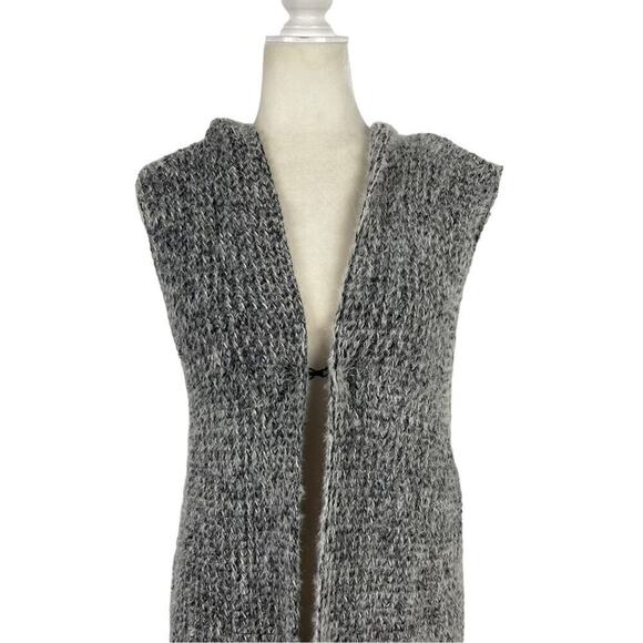 Mia & Tess Sleeveless Longline Open Hoody Cardigan Vest Sweater in Brushed Yarn - Picture 2 of 11